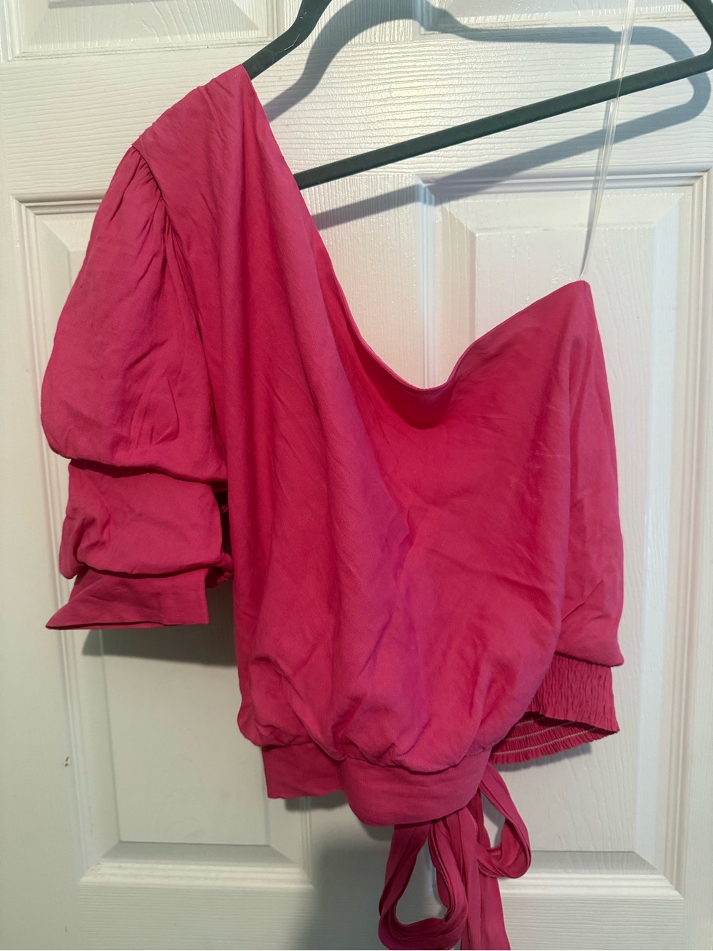 DO+BE Hot Pink One-Shoulder Puff Sleeve Top
